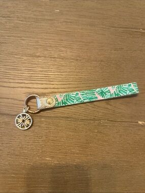 Lilly Pulitzer Pink & Green Tropical Leaf Wristlet Key Holder